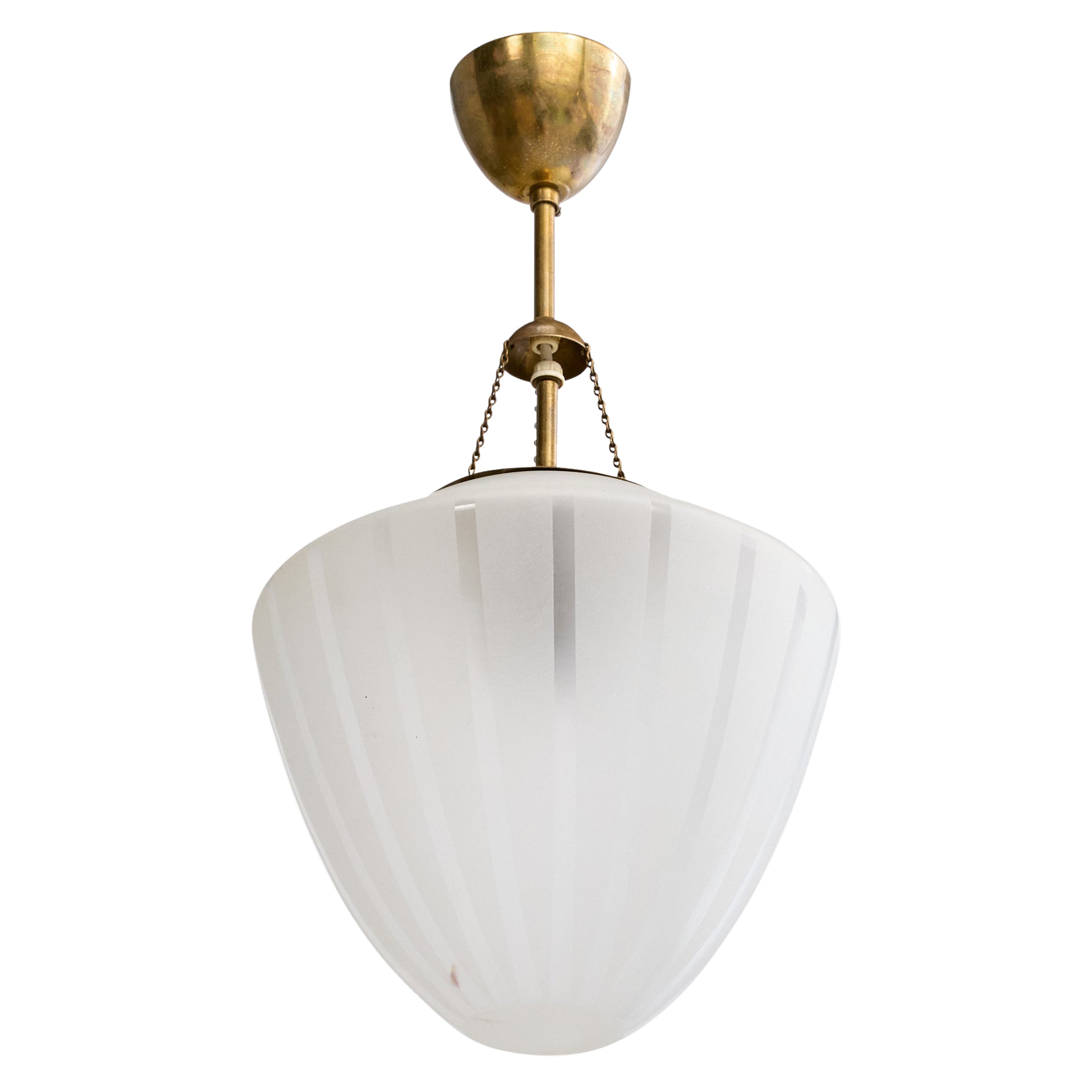 Schwedische Designer-Hängelampe, Messing, Glas, Schweden, 1950er Jahre