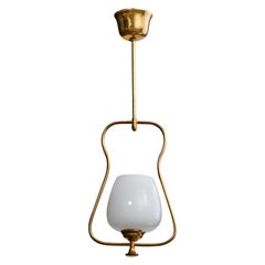Schwedische Designer-Hängelampe, Messing, Glas, Schweden, 1950er Jahre