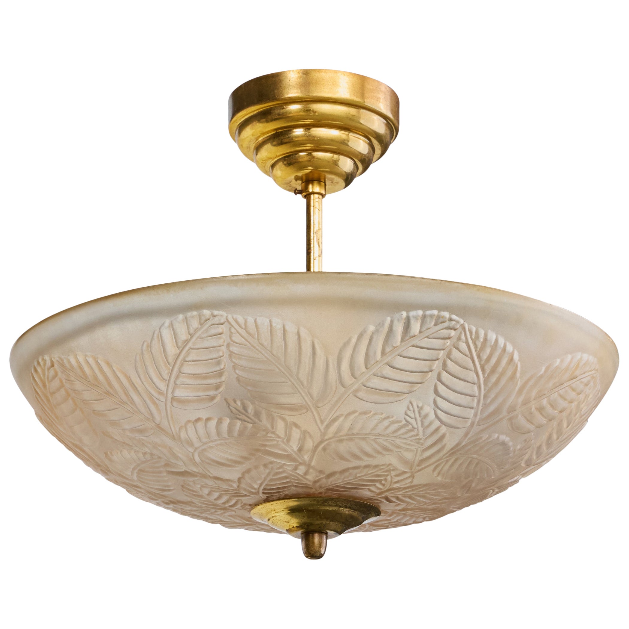Designer svedese, lampada a sospensione, ottone, vetro, Svezia, anni '1950