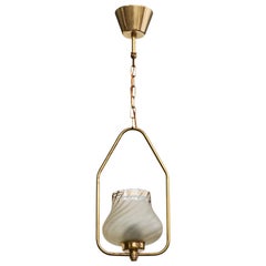 Designer svedese, lampada a sospensione, ottone, vetro, Svezia, anni '1950