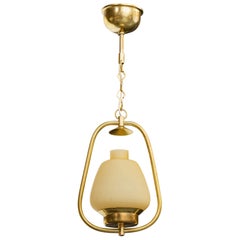 Designer svedese, lampada a sospensione, ottone, vetro, Svezia, anni '1950