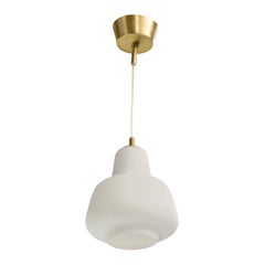 Swedish Designer, Pendant Light, Brass, Glass, Sweden, 1950s