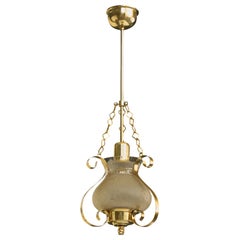 Designer svedese, lampada a sospensione, ottone, vetro, Svezia, anni '1950