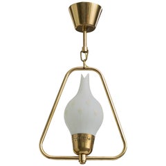 Design suédois, lampe à suspension, laiton, verre, Suède, années 1950