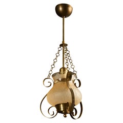 Designer svedese, lampada a sospensione, ottone, vetro, Svezia, anni '1950