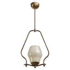 Designer svedese, lampada a sospensione, ottone, vetro, Svezia, anni '1950
