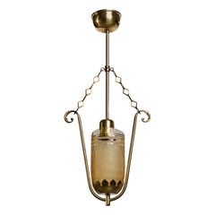 Designer svedese, lampada a sospensione, ottone, vetro, Svezia, anni '1950