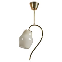 Swedish Designer, Pendant Light, Brass, Glass, Sweden, 1950s