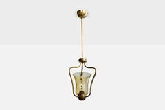 Designer svedese, lampada a sospensione, ottone, vetro, Svezia, anni '1950