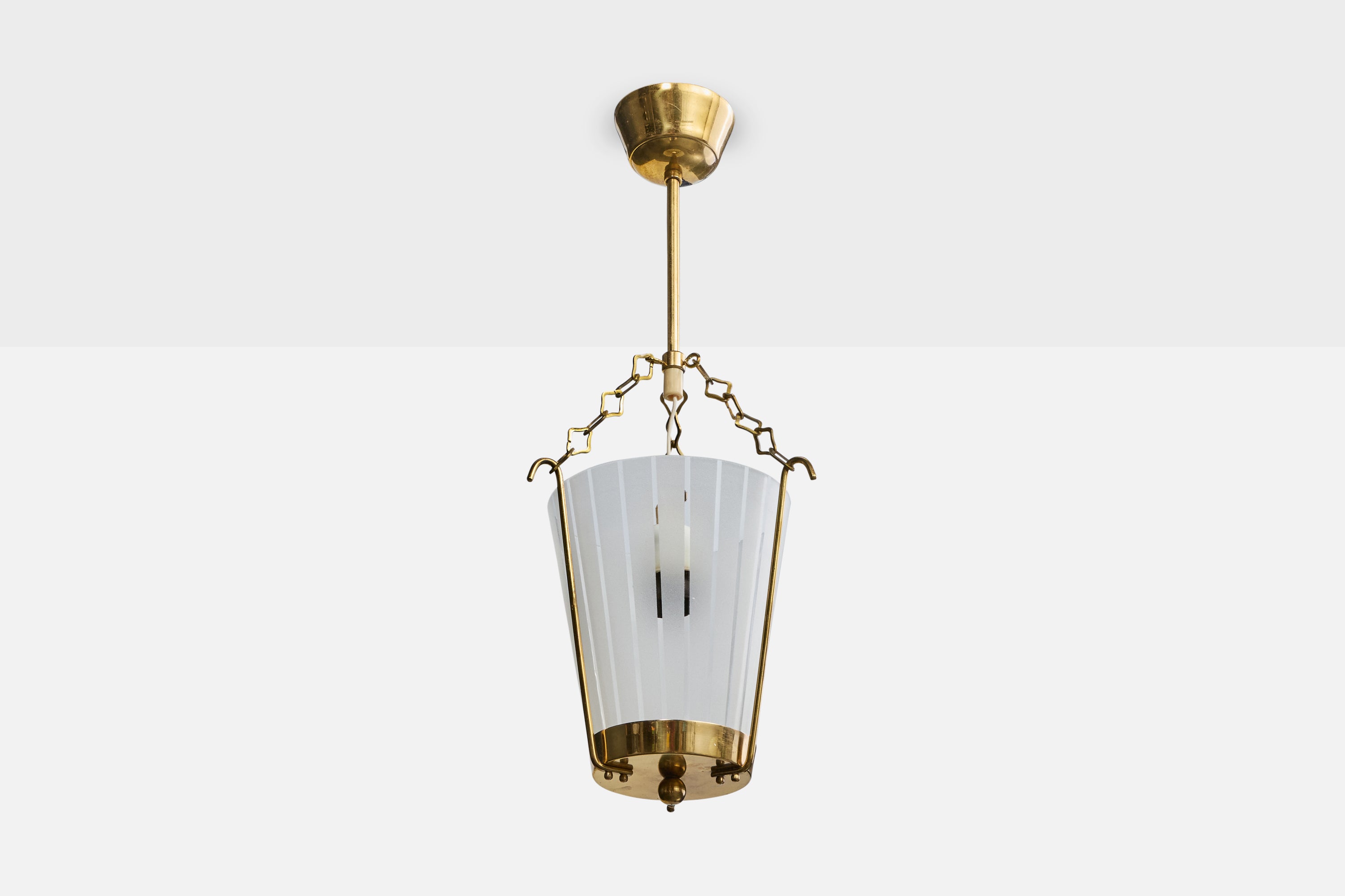 Designer svedese, lampada a sospensione, ottone, vetro, Svezia, anni '1950