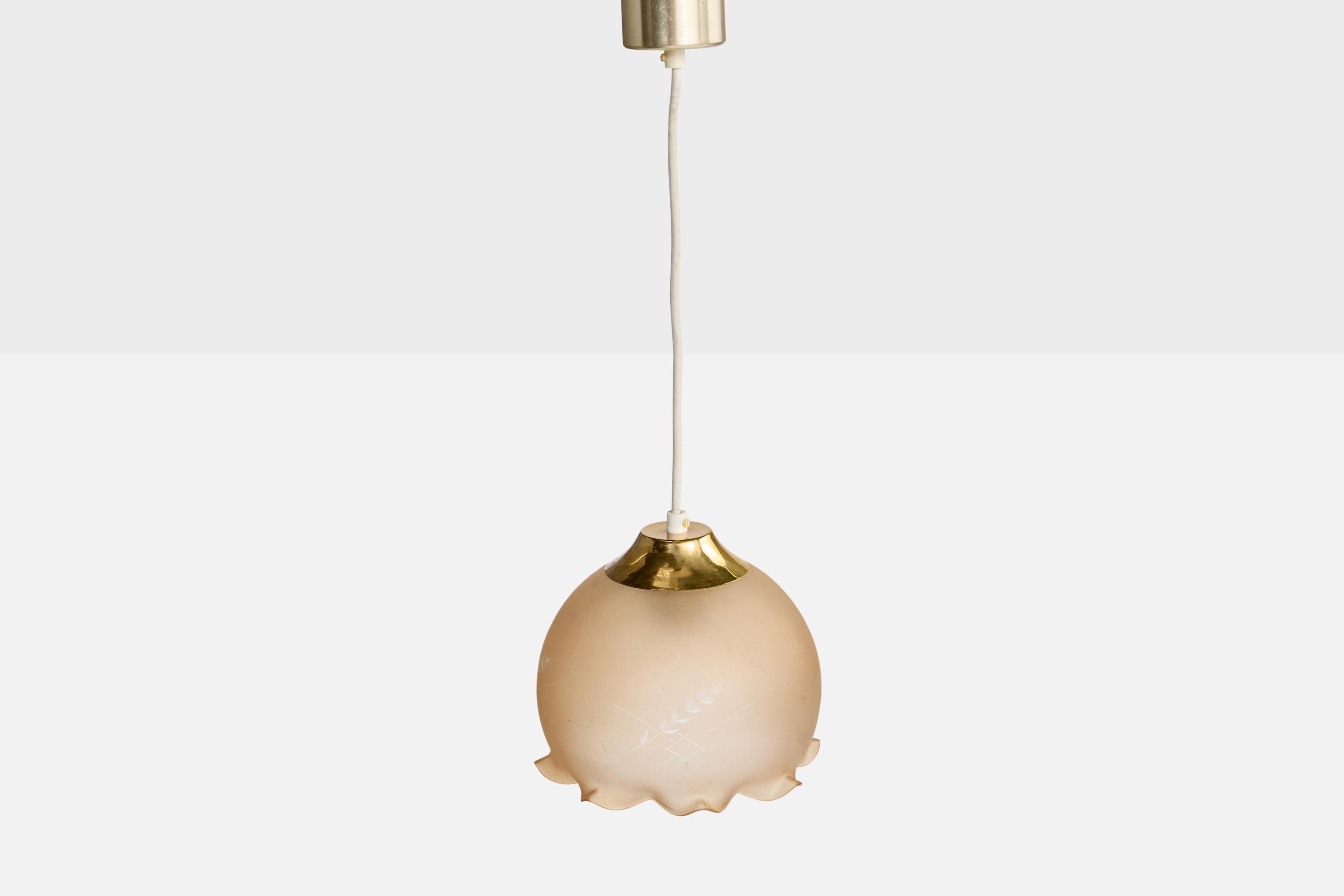Svedese Designer svedese, lampada a sospensione, ottone, vetro, Svezia, anni '1960