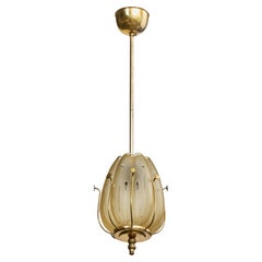 Designer svedese, lampada a sospensione, ottone, vetro, Svezia, anni '1960