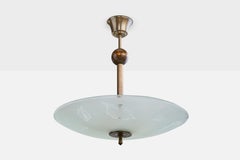 Designer svedese, lampada a sospensione, ottone, vetro, legno, Svezia, anni '1930