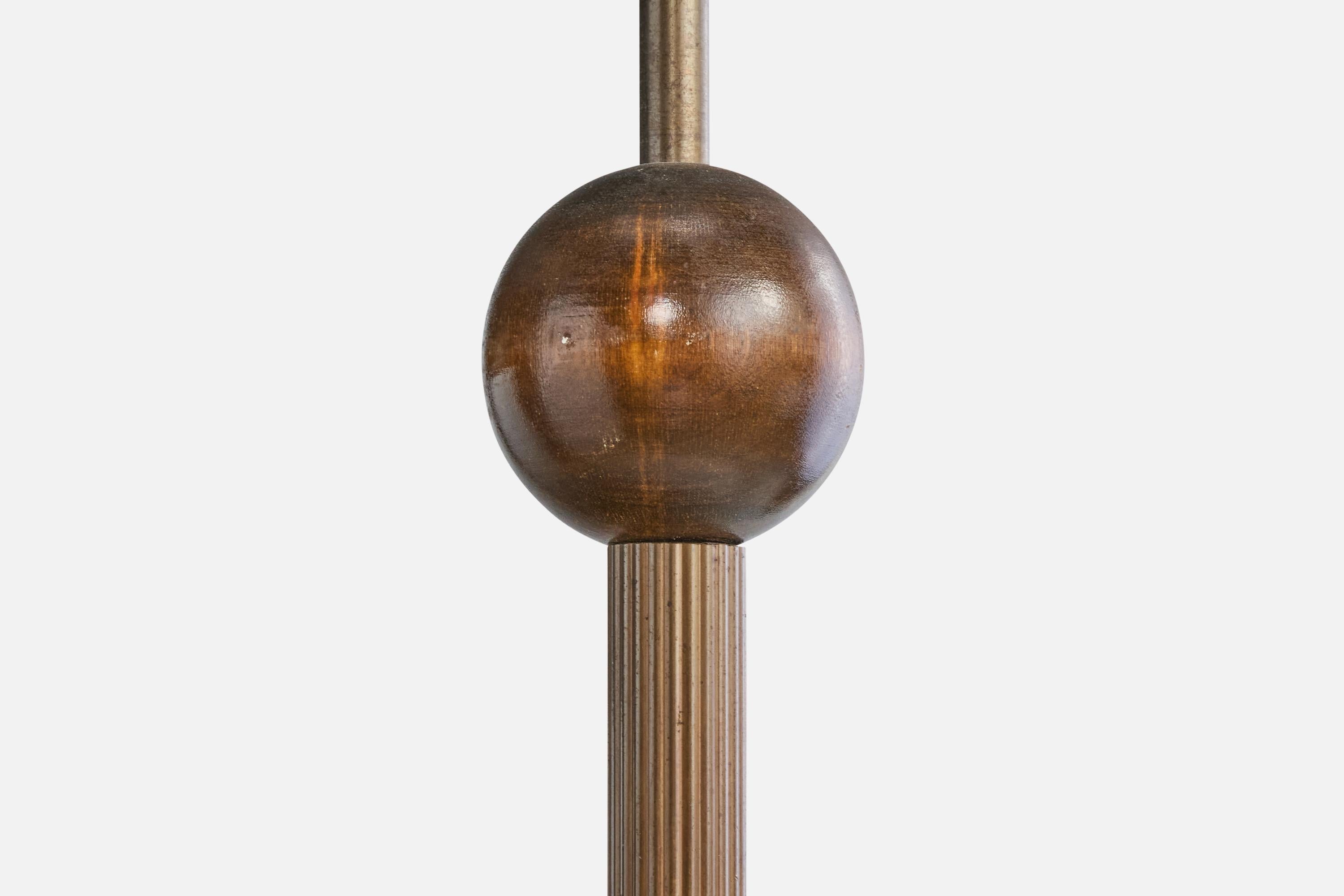 Designer suédois, suspension, laiton, verre, bois, Suède, années 1930 en vente 2
