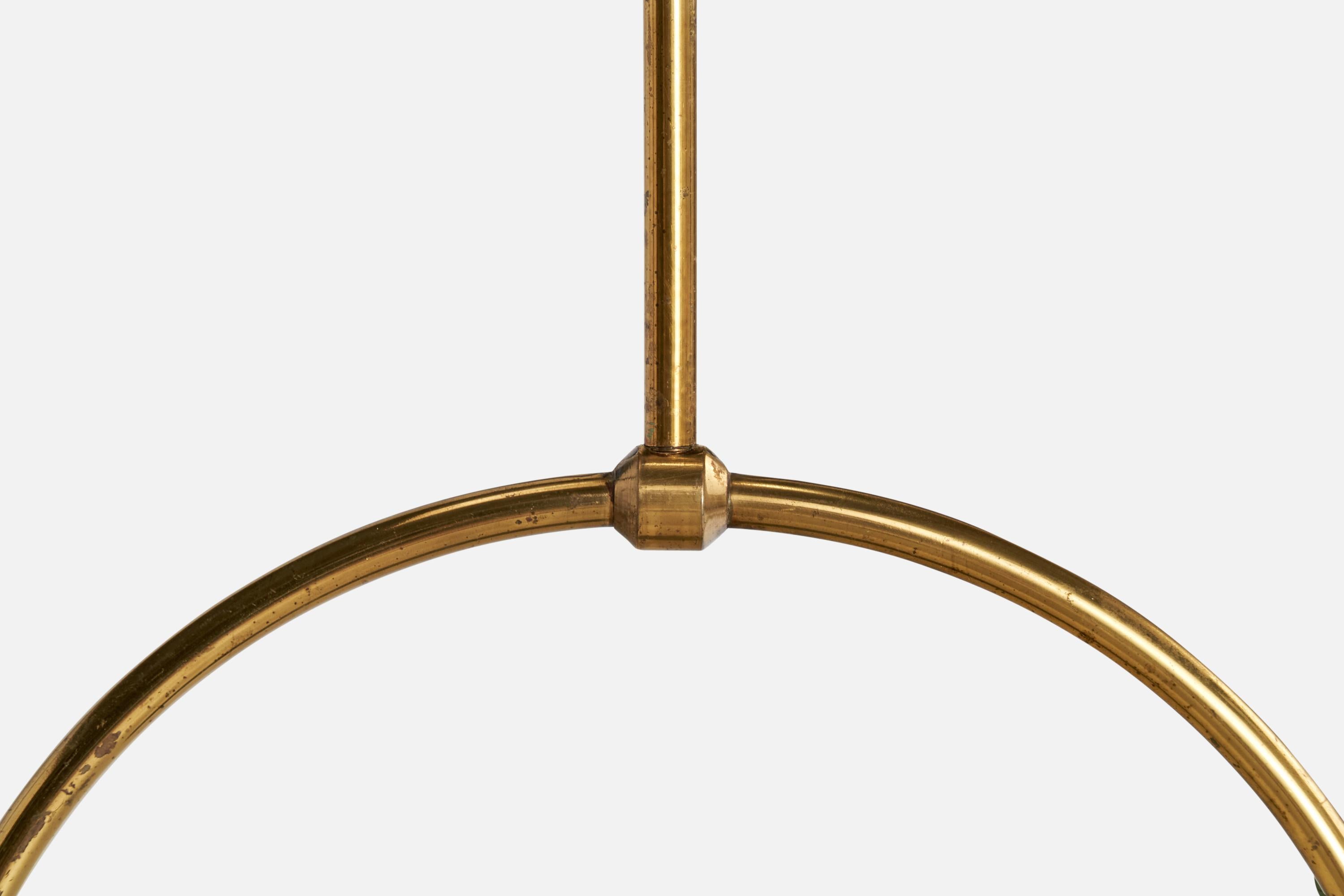 Swedish Designer, Pendant Light, Brass, Metal, Glass, Sweden, 1940s For Sale 3
