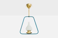 Designer svedese, lampada a sospensione, ottone, metallo, vetro, Svezia, anni '1950