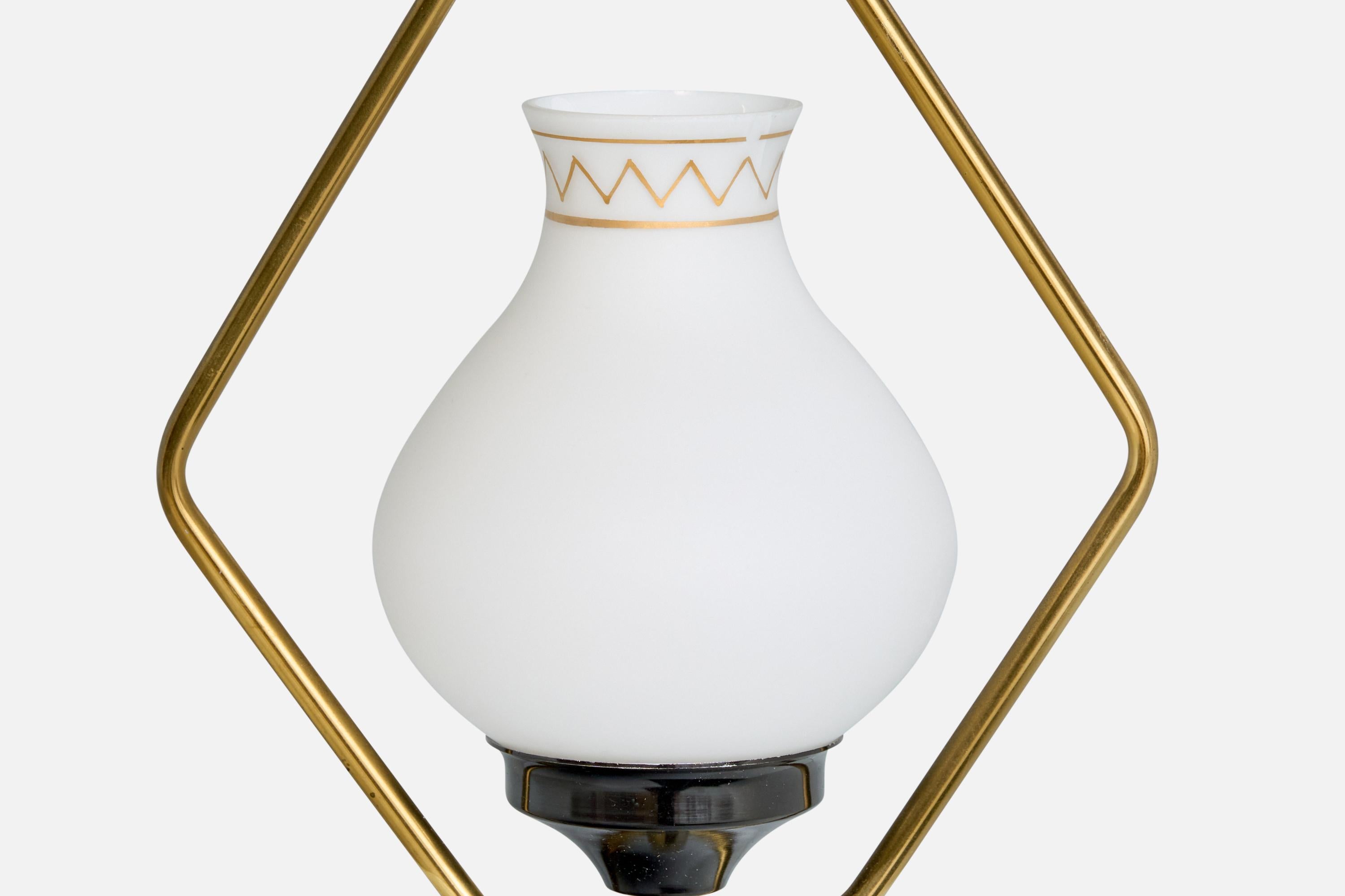Designer svedese, lampada a sospensione, ottone, metallo, vetro, Svezia, anni '1950 in vendita 1