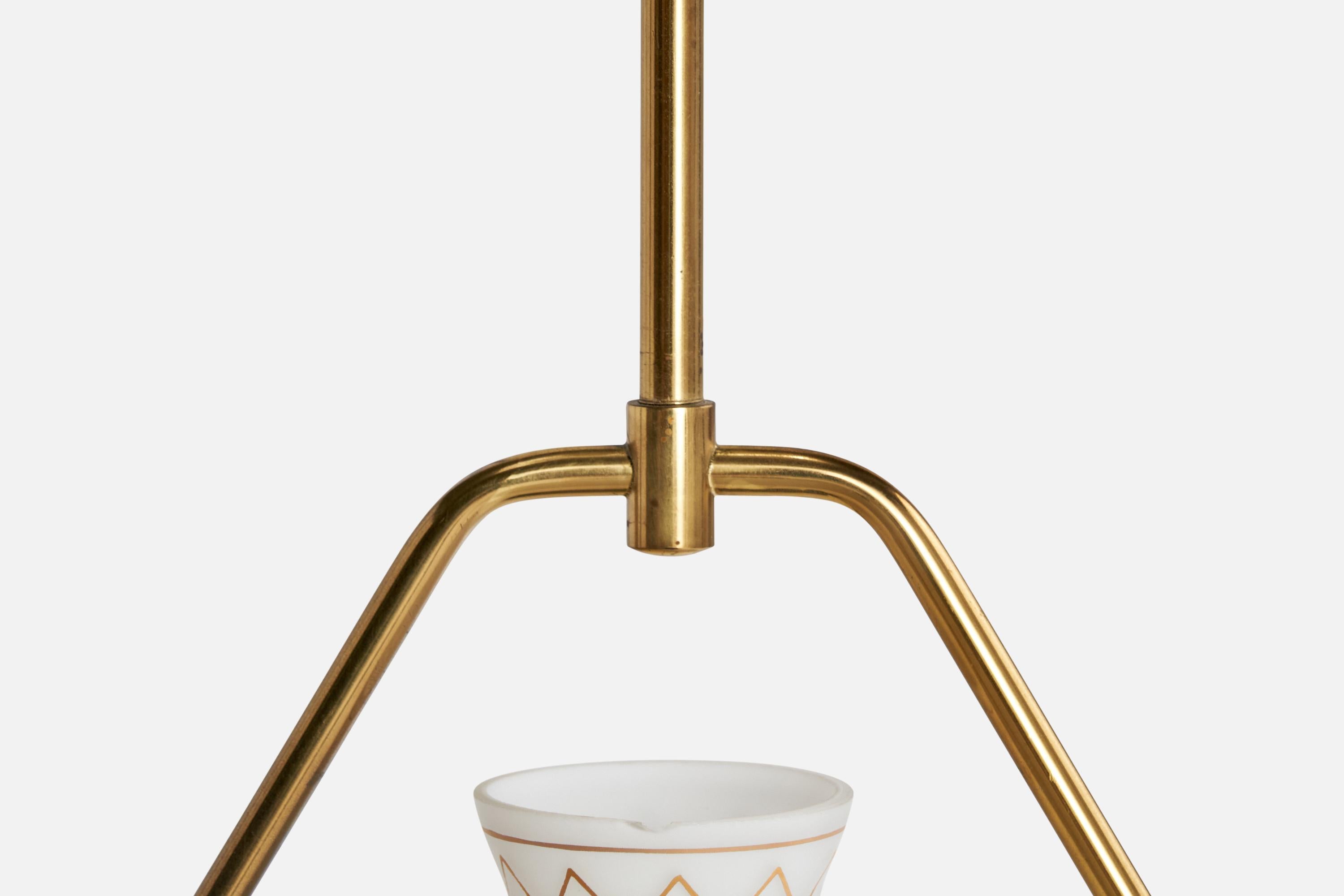Schwedische Designerin, Pendelleuchte, Messing, Metall, Glas, Schweden, 1950er Jahre im Angebot 3