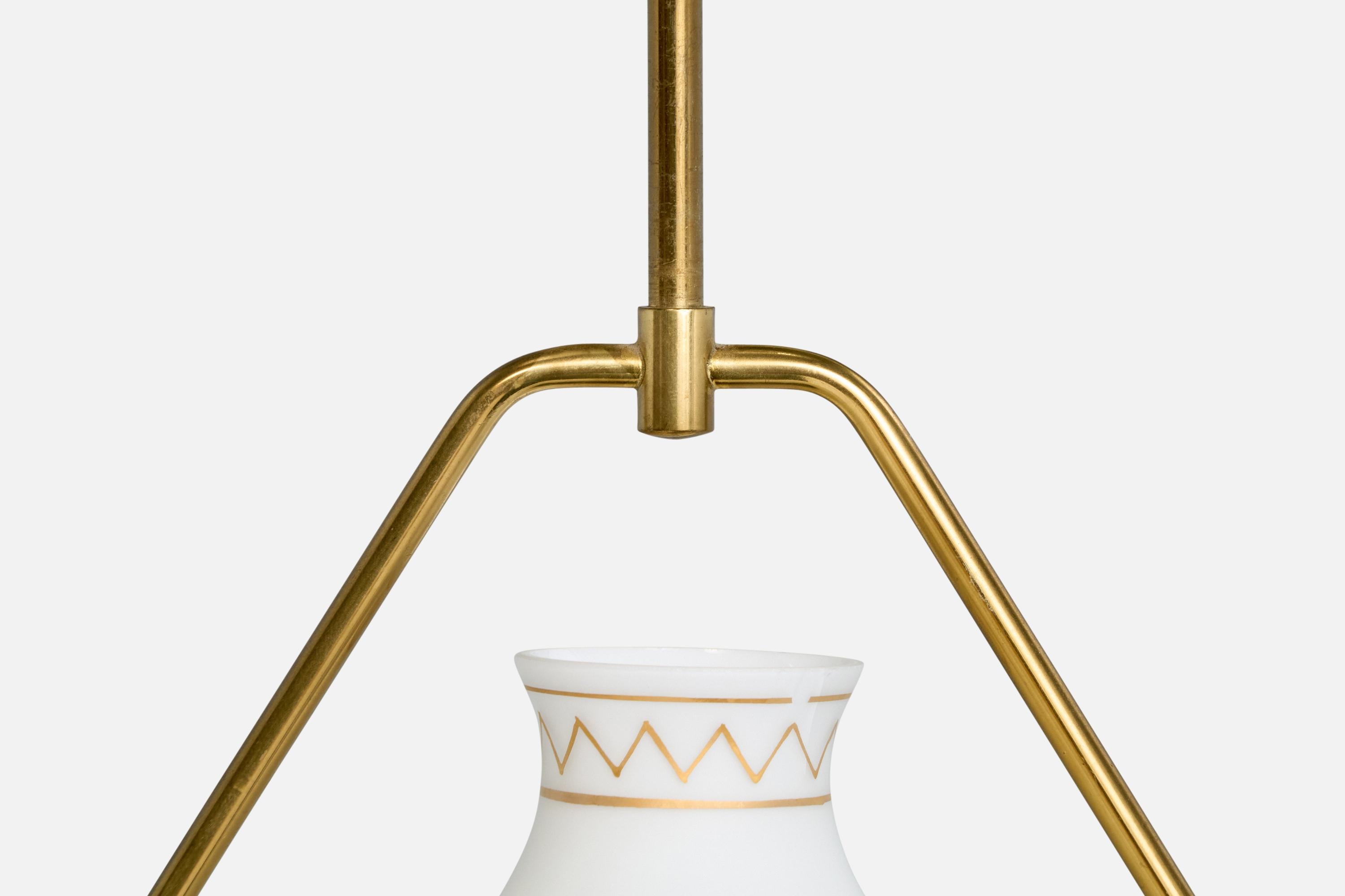 Designer svedese, lampada a sospensione, ottone, metallo, vetro, Svezia, anni '1950 in vendita 2
