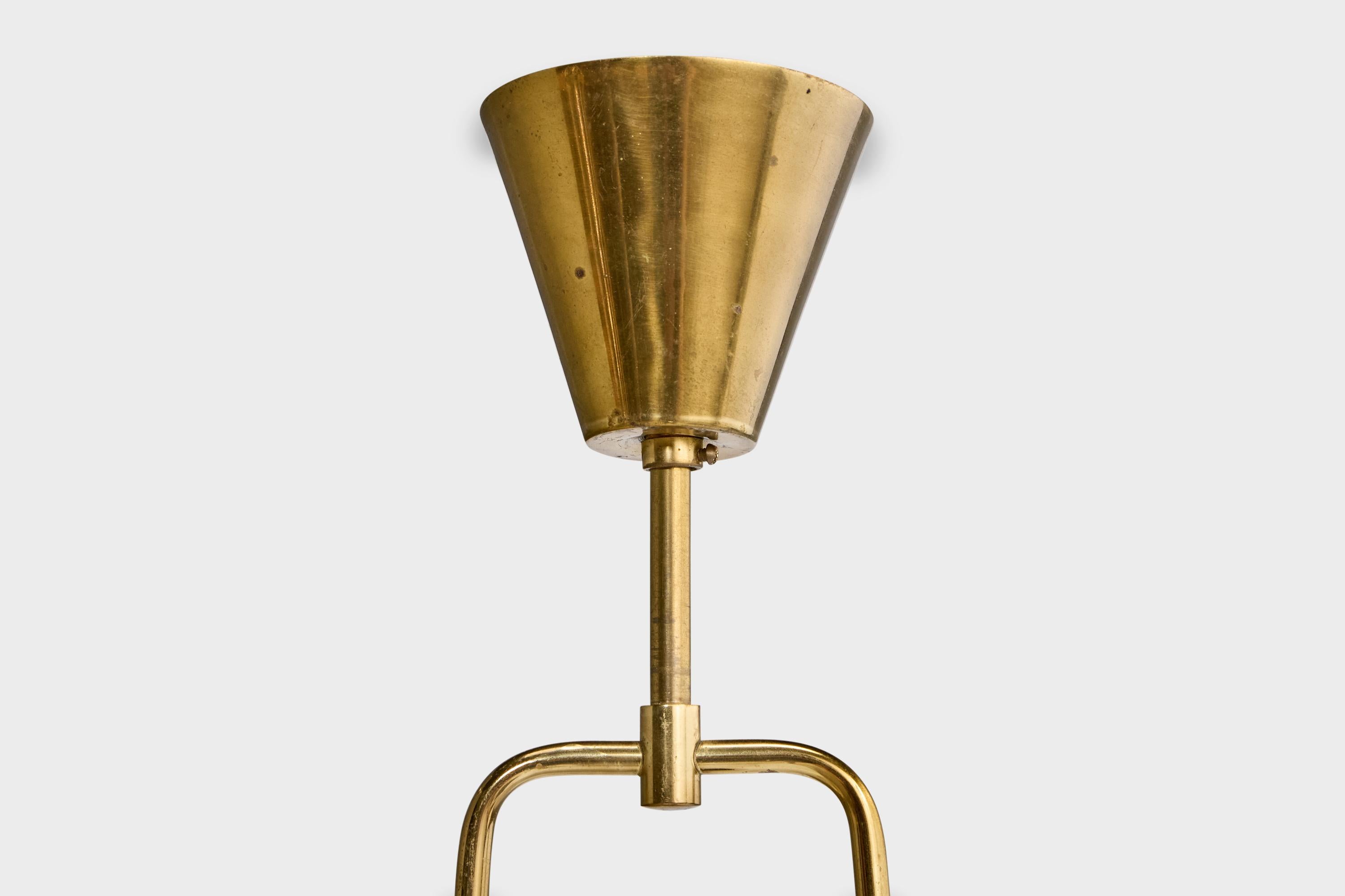 Designer svedese, lampada a sospensione, ottone, metallo, vetro, Svezia, anni '1950 in vendita 1