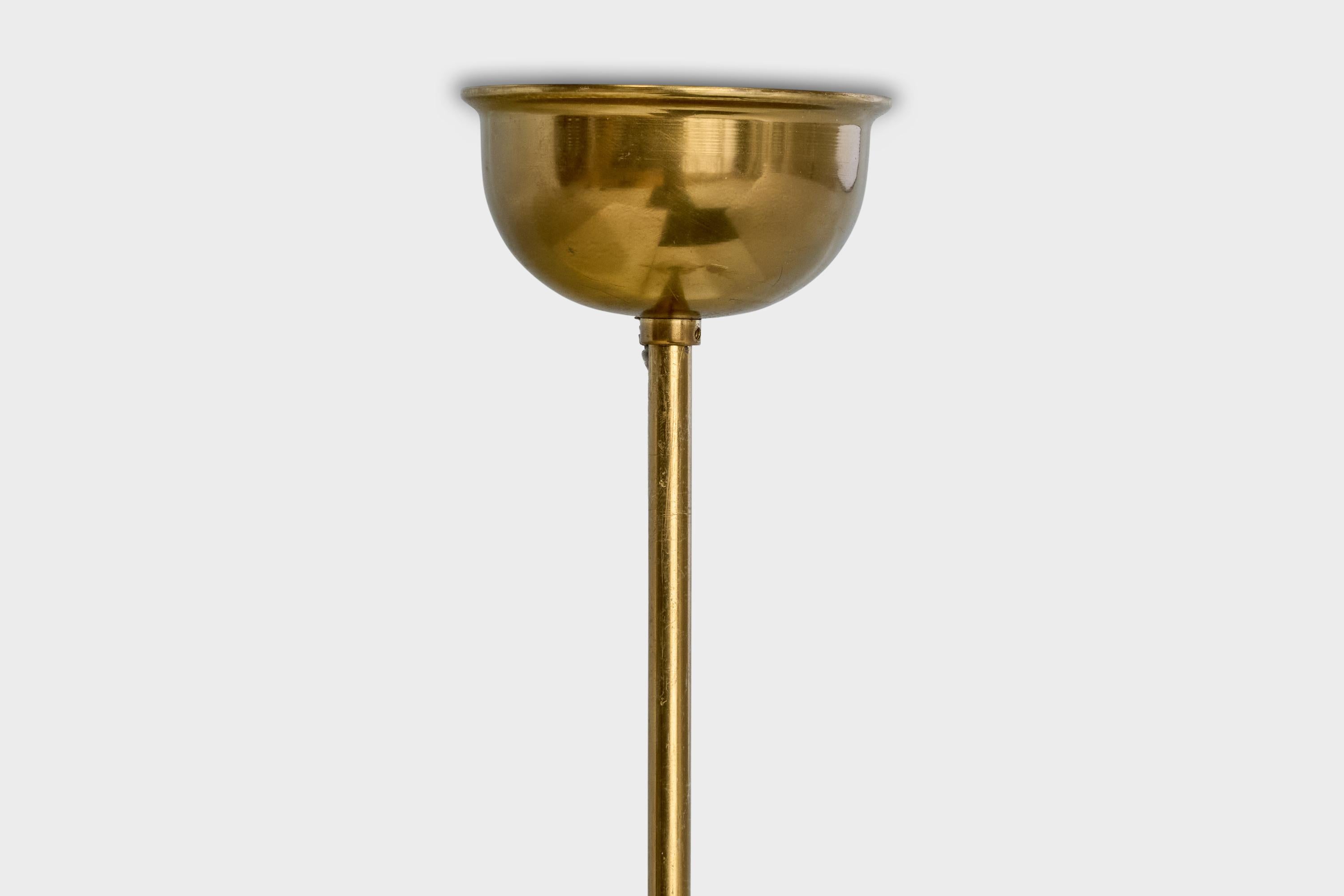 Designer svedese, lampada a sospensione, ottone, metallo, vetro, Svezia, anni '1950 in vendita 3