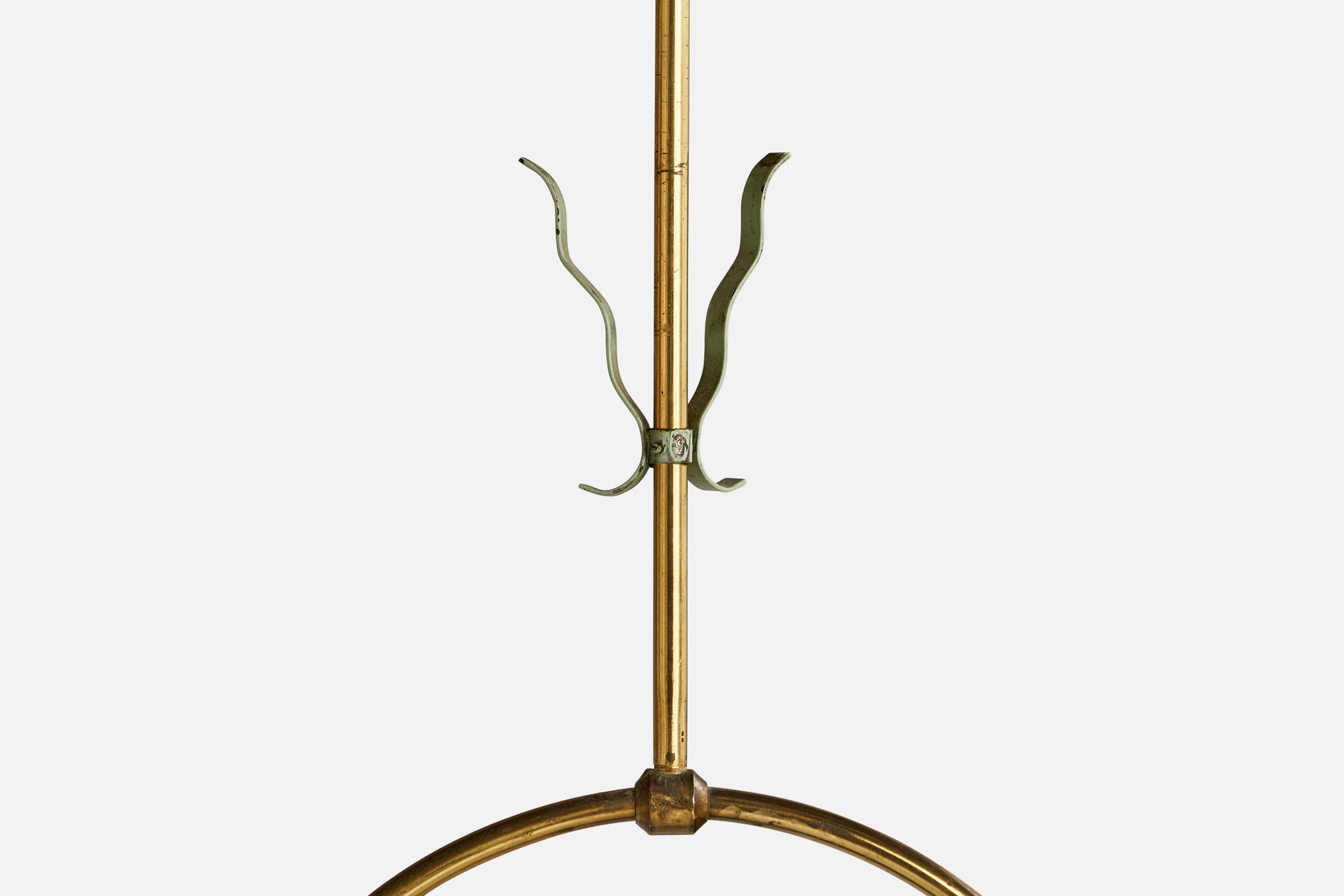 Mid-20th Century Swedish Designer, Pendant Light, Brass, Metal, Sweden, 1940s For Sale