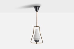 Swedish Designer, Pendant Light, Brass, Metal, Sweden, 1950s