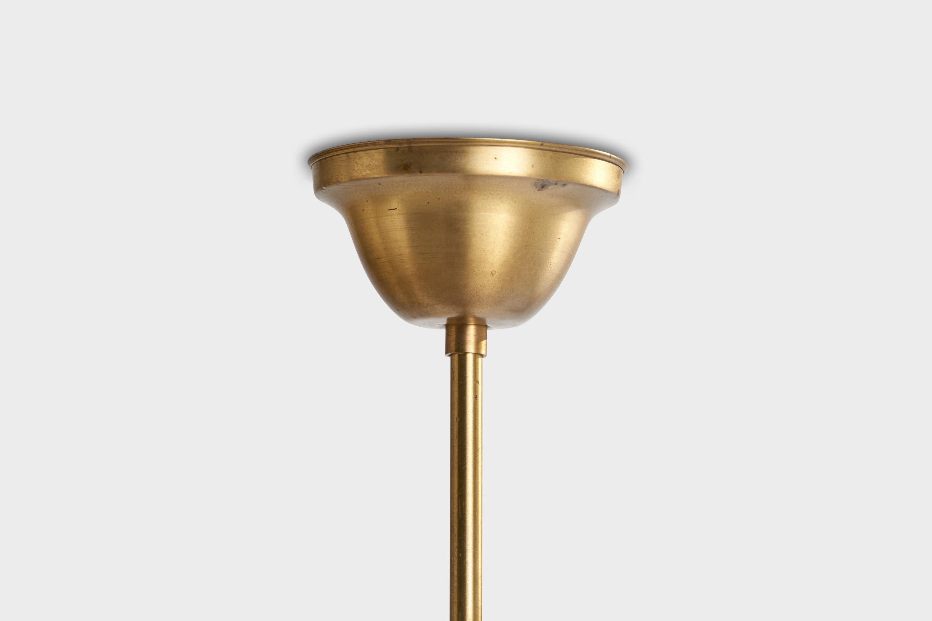 Designer svedese, lampada a sospensione, ottone, carta pergamena, Svezia, anni '40 in vendita 3