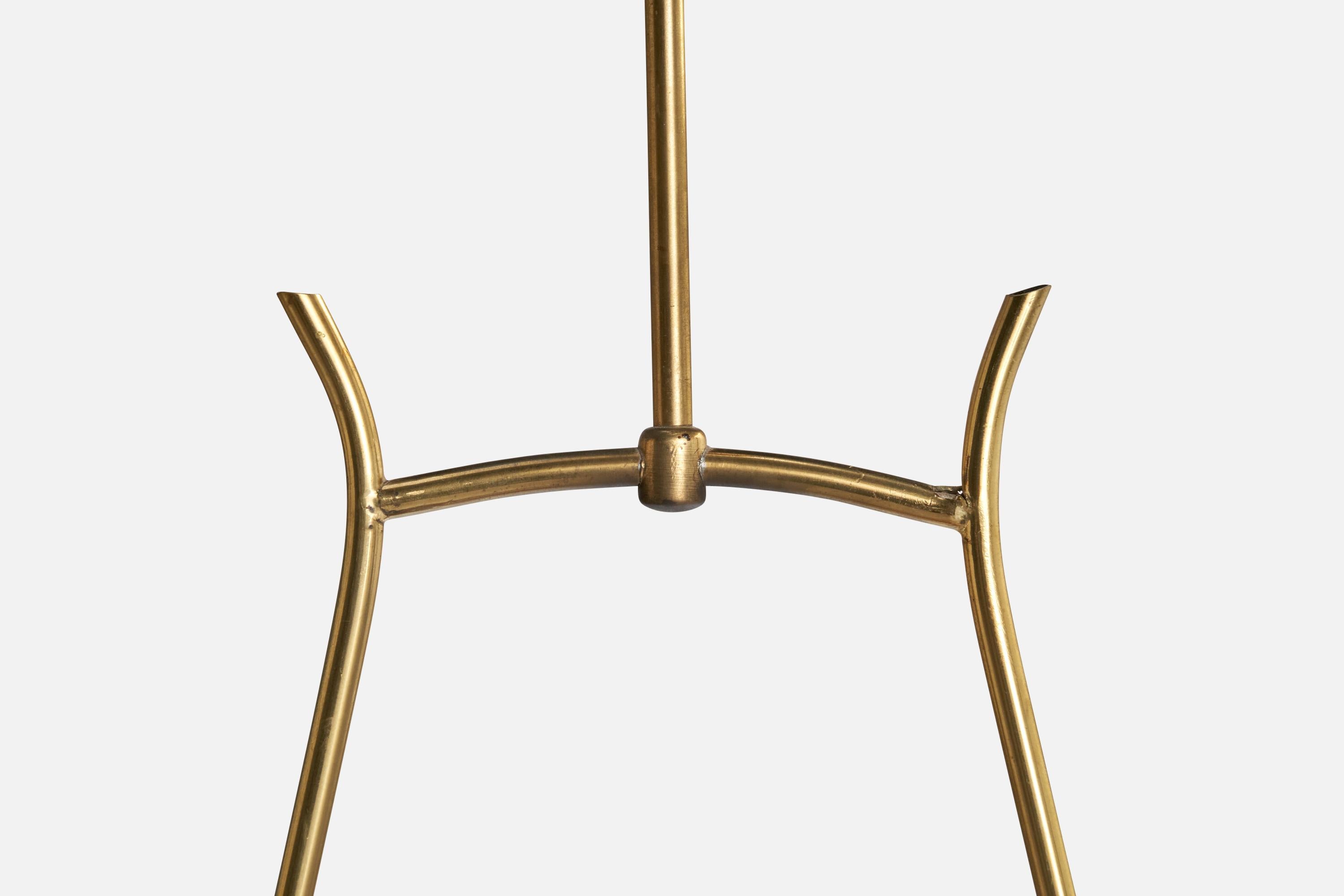 Ottone Designer svedese, lampada a sospensione, ottone, carta pergamena, Svezia, anni '40 in vendita