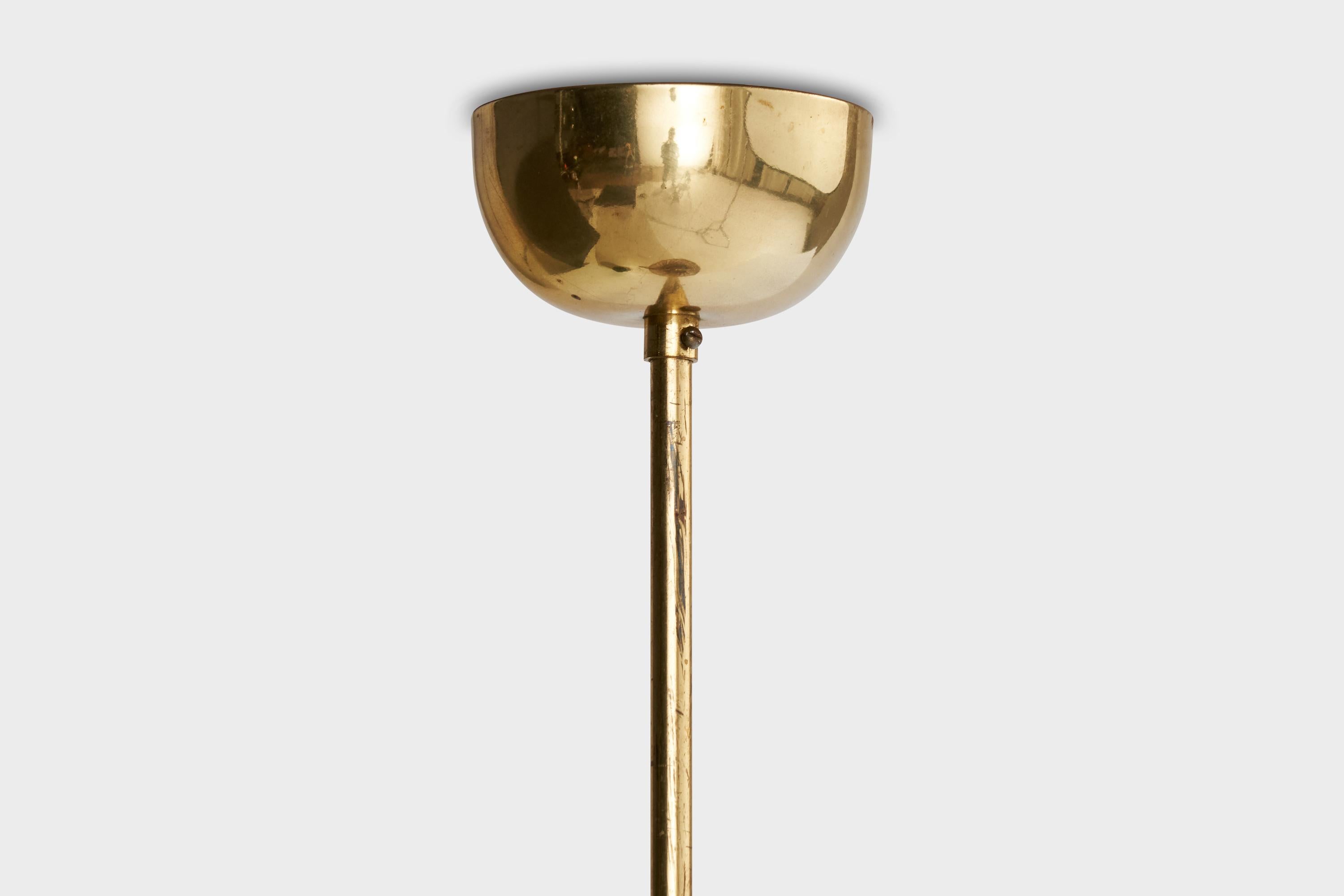 Designer svedese, lampada a sospensione, ottone, rattan, Svezia, anni '1950 in vendita 1