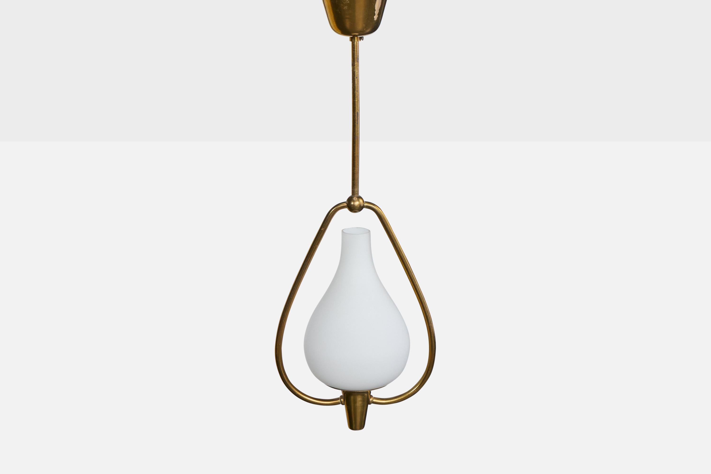 Suédois Designer suédois, lampe à suspension, laiton, Suède, années 1940 en vente