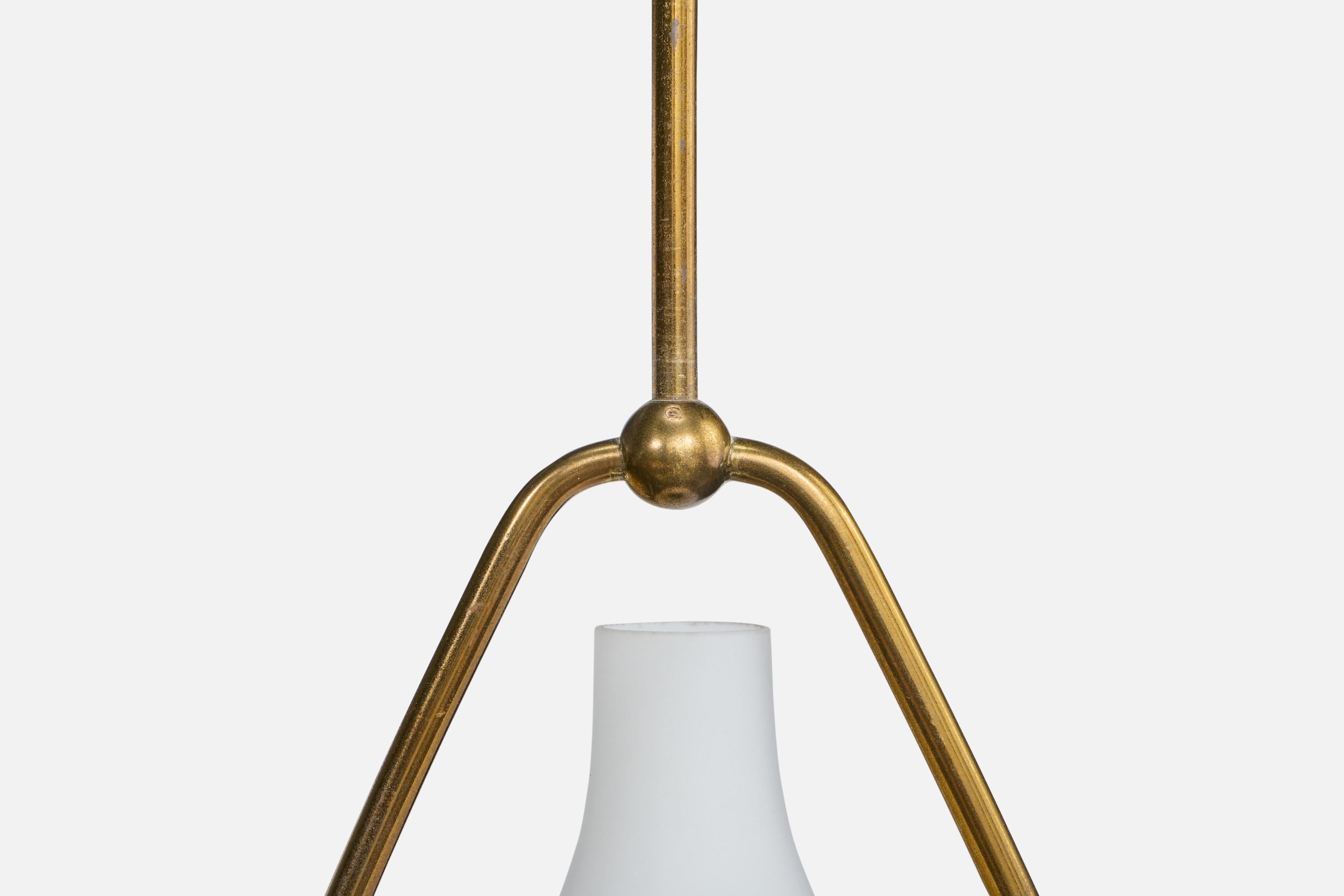 Designer suédois, lampe à suspension, laiton, Suède, années 1940 en vente 1