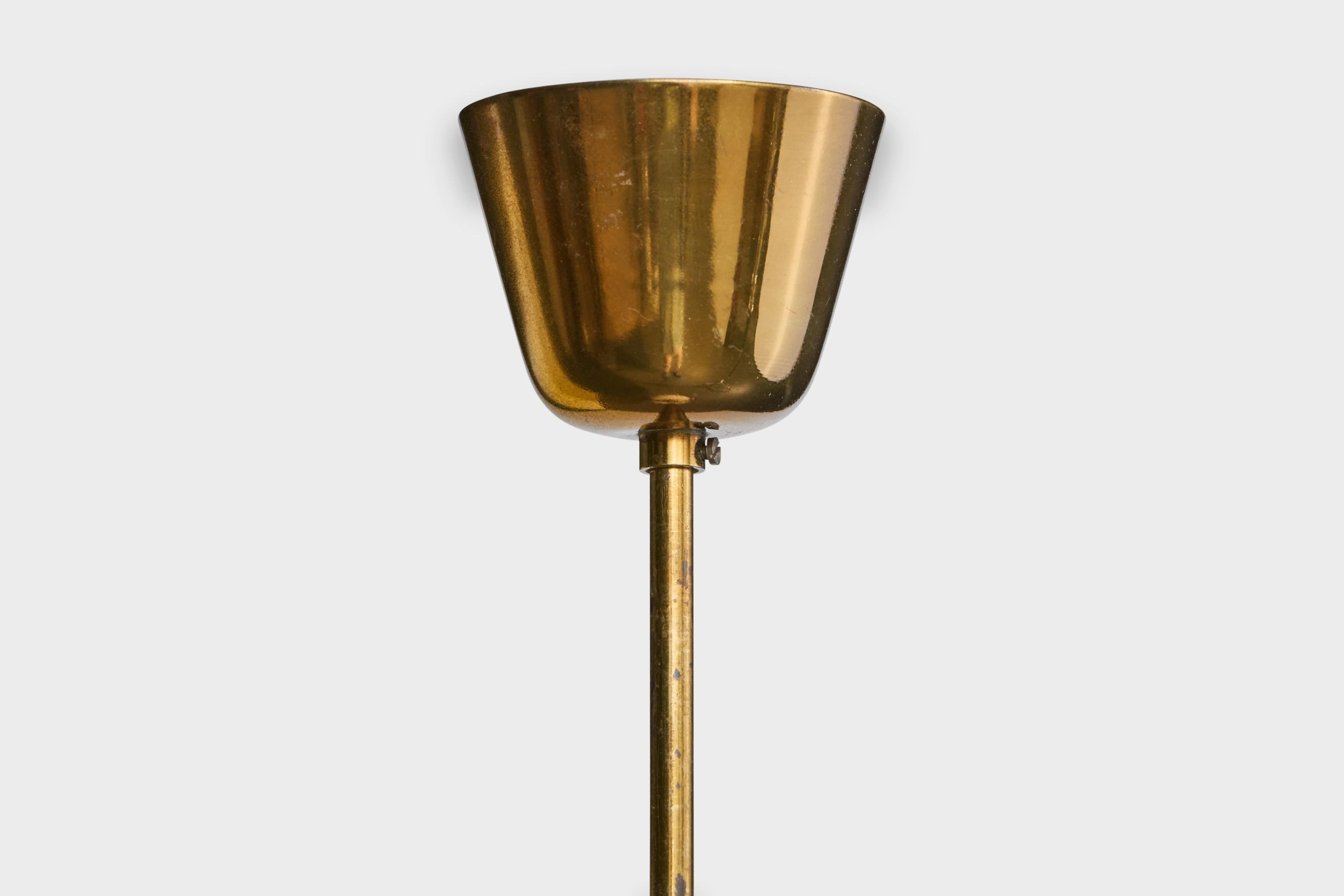 Designer suédois, lampe à suspension, laiton, Suède, années 1940 en vente 2