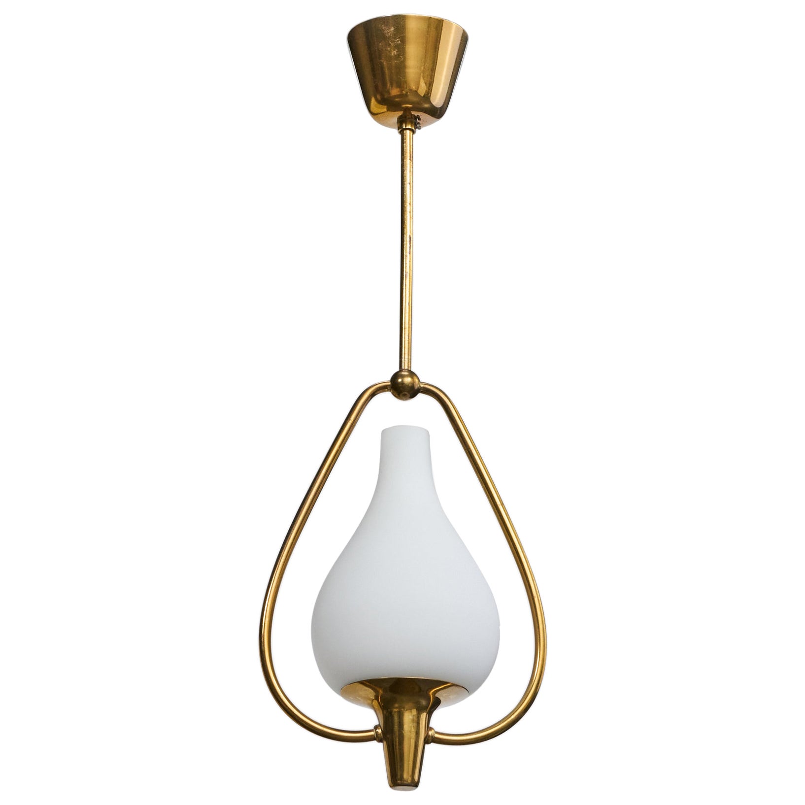 Swedish Designer, Pendant Light, Brass, Sweden, 1940s