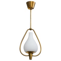 Swedish Designer, Pendant Light, Brass, Sweden, 1940s