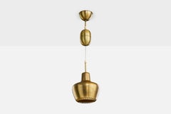 Swedish Designer, Pendant Light, Brass, Sweden, 1950s