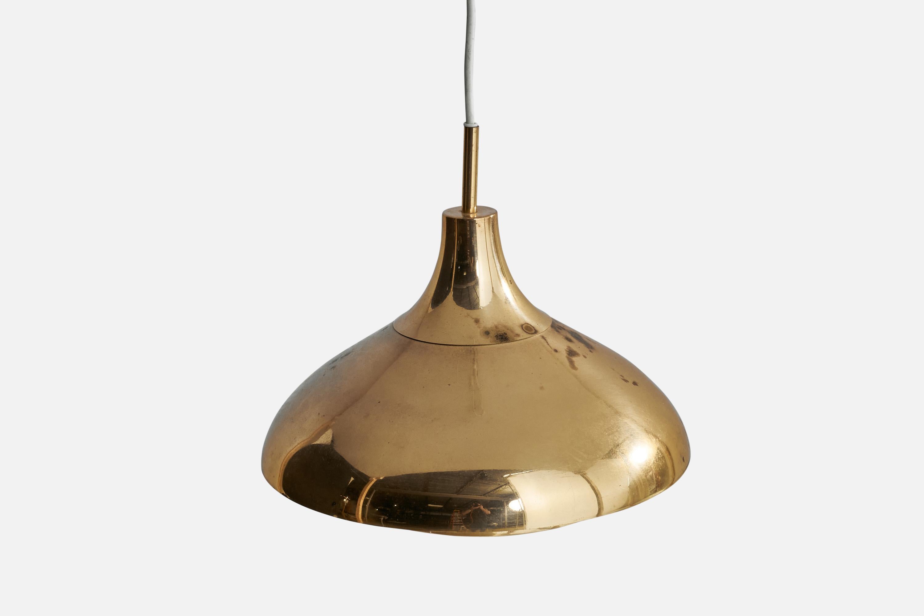 Scandinavian Modern Swedish Designer, Pendant Light, Brass, Sweden, 1950s For Sale