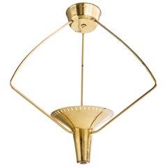 Swedish Designer, Pendant Light, Brass, Sweden, 1950s