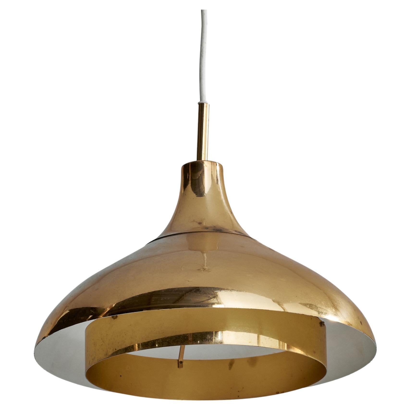 Swedish Designer, Pendant Light, Brass, Sweden, 1950s For Sale