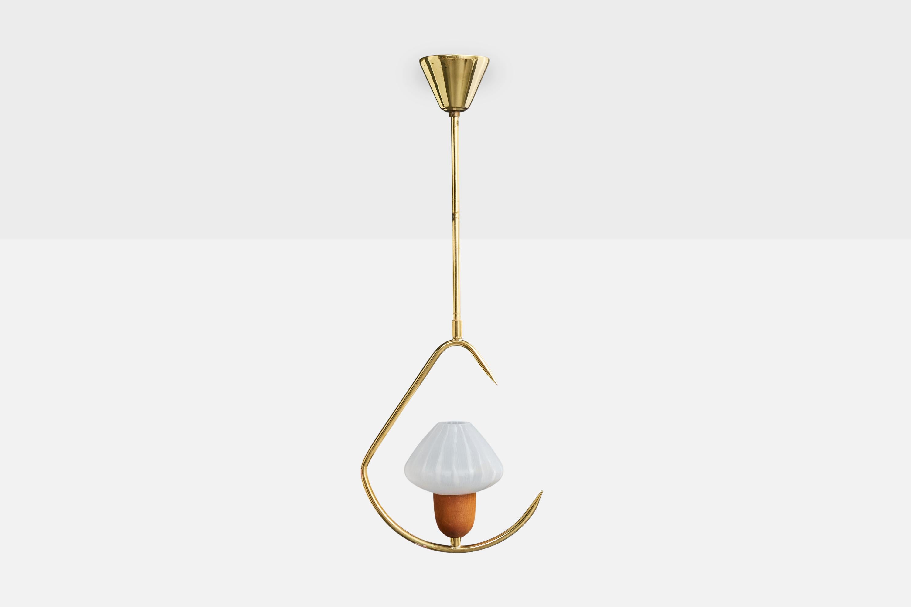 Mid-Century Modern Design/One, Design-Light, laiton, teck, verre, Suède, années 1950 en vente