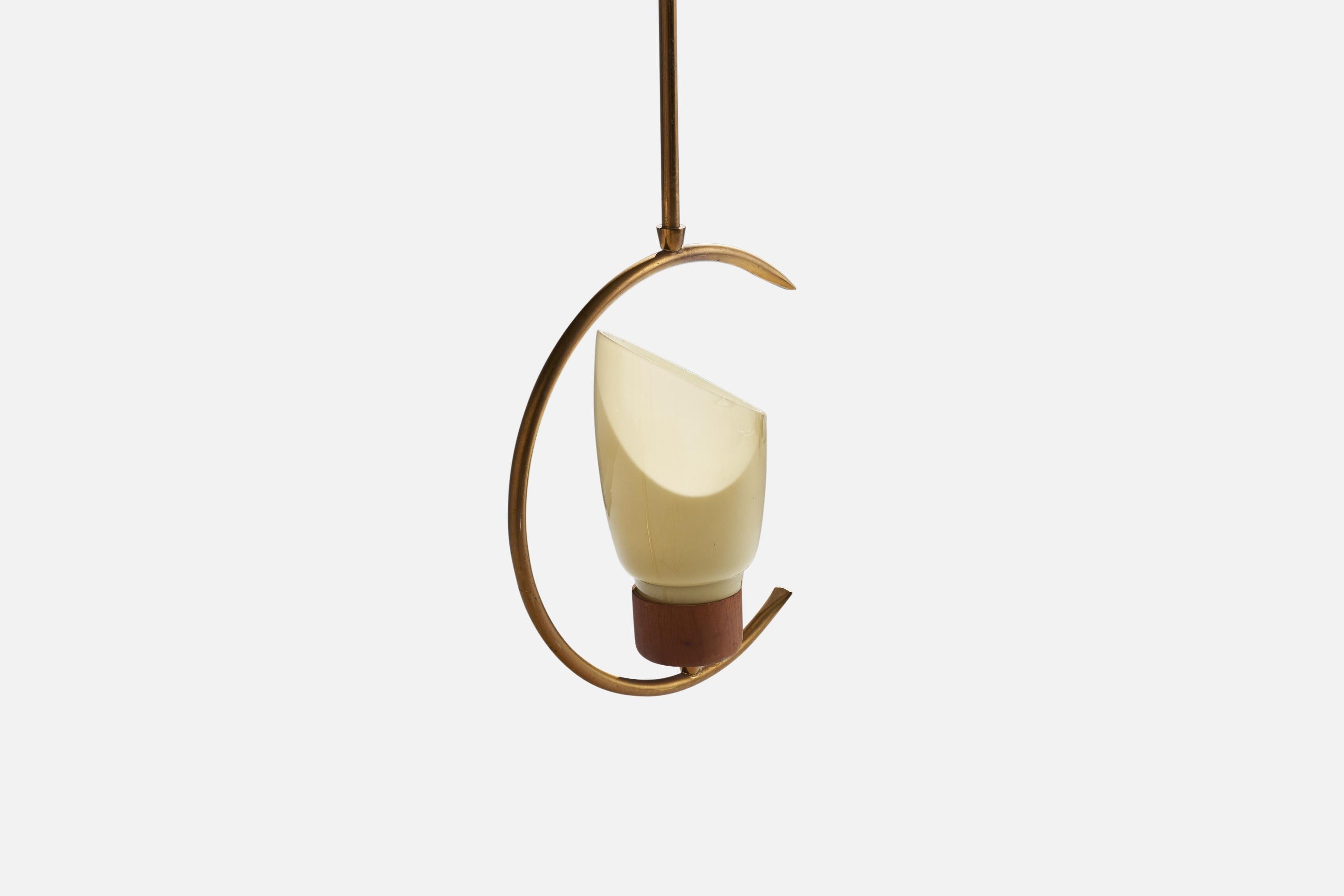 Milieu du XXe siècle Design/One, Design-Light, laiton, teck, verre, Suède, années 1950 en vente