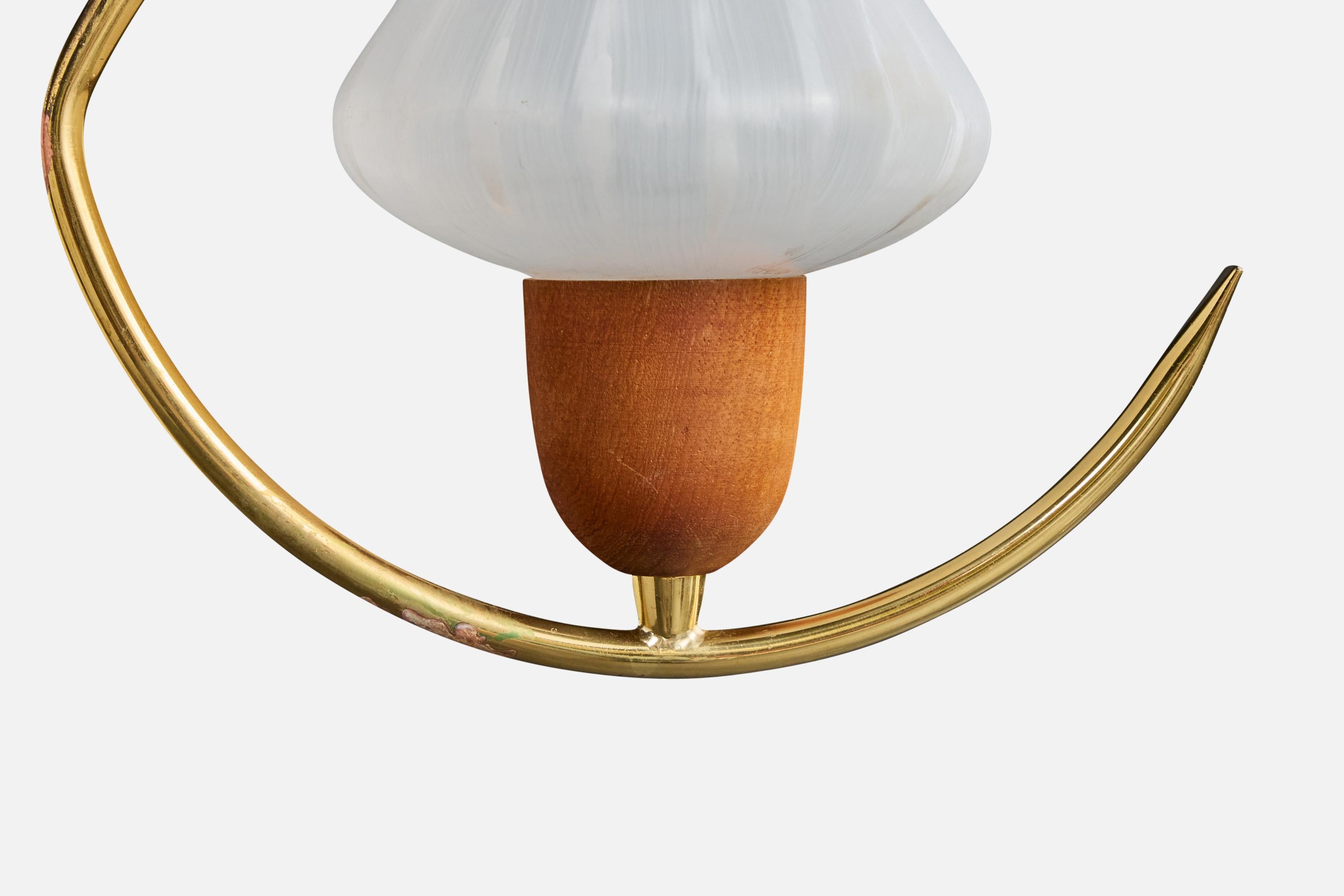 Milieu du XXe siècle Design/One, Design-Light, laiton, teck, verre, Suède, années 1950 en vente