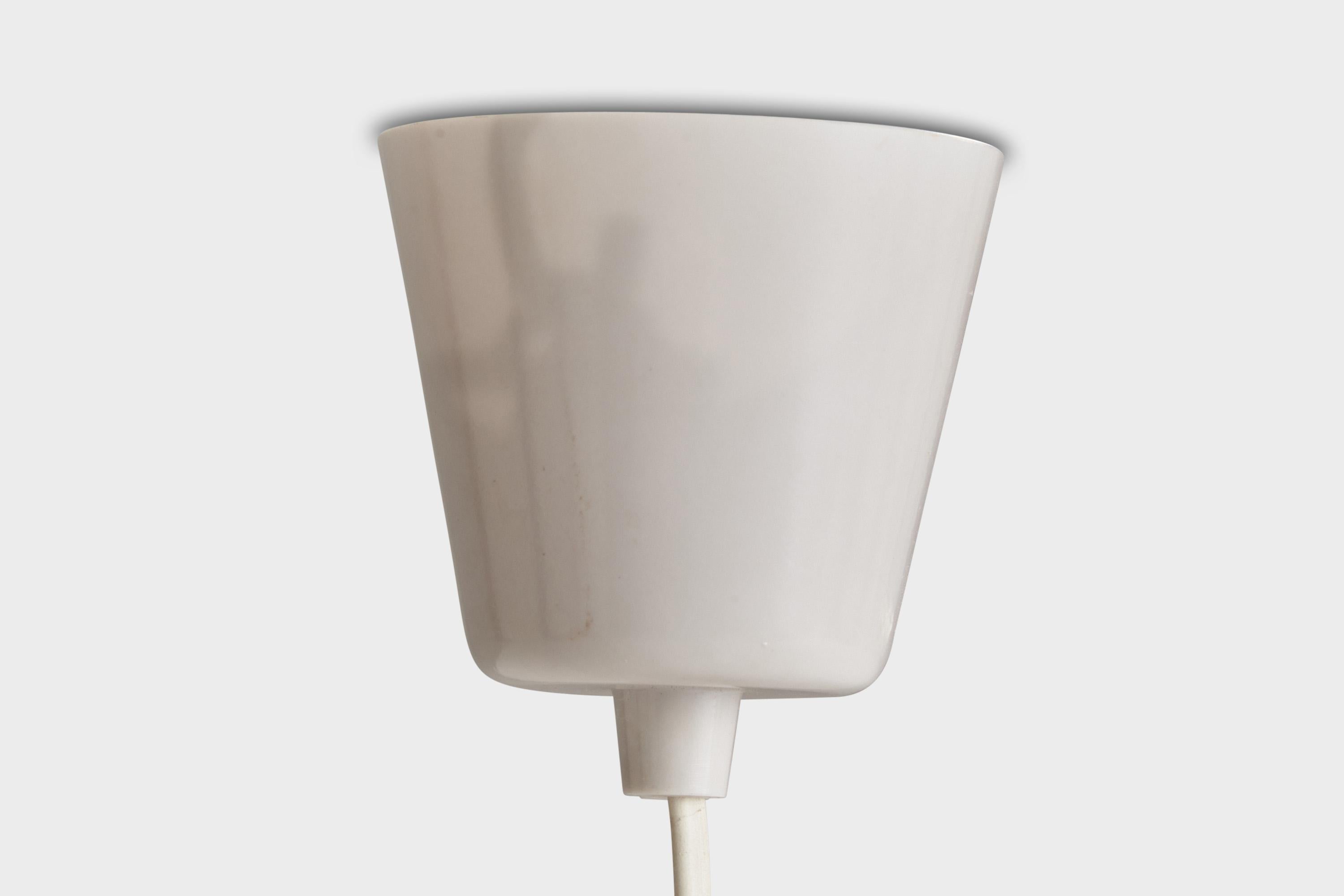 Swedish Designer, Pendant Light, Brass, Teak, Glass, Sweden, 1950s For Sale 4
