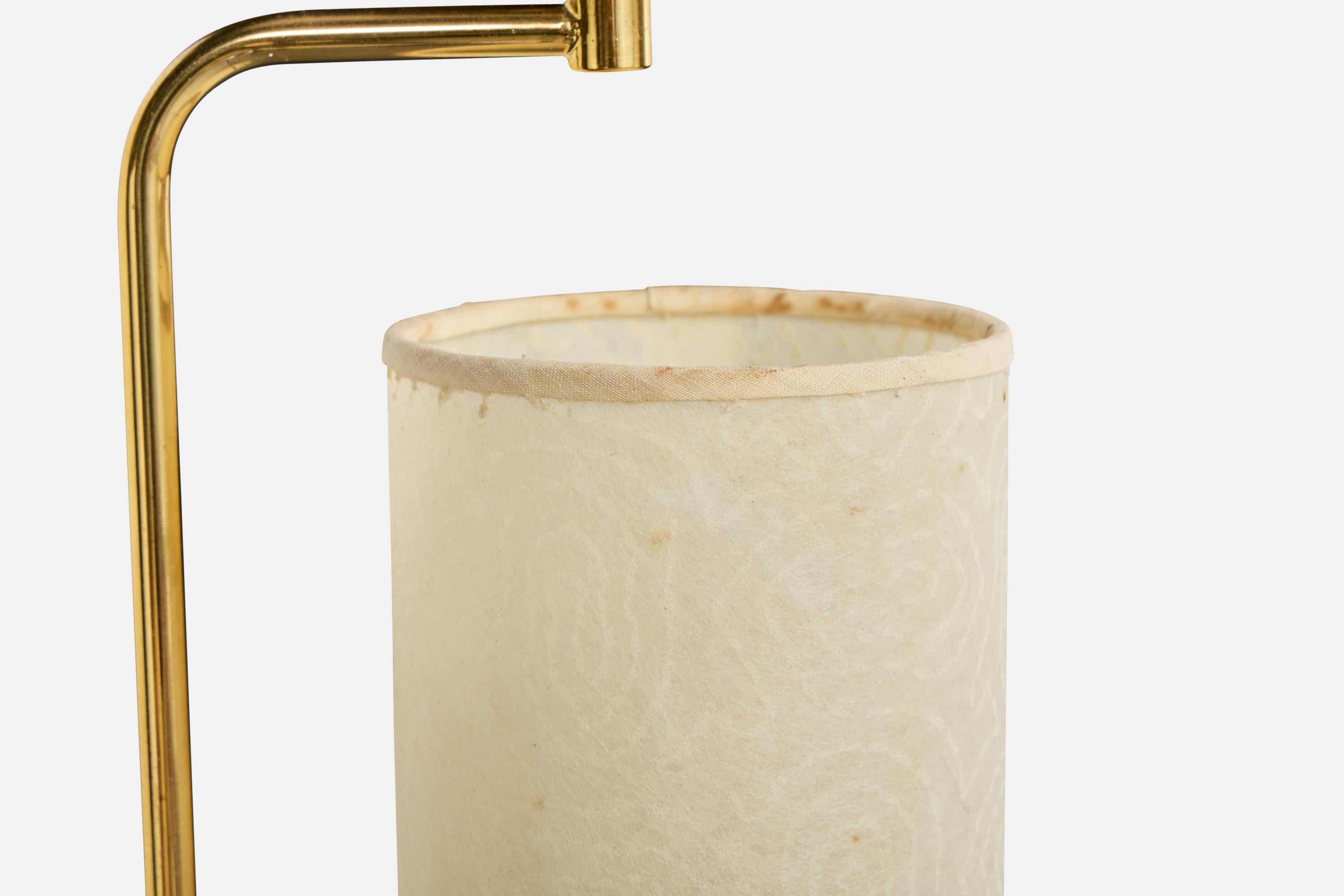 Ottone Lampada a sospensione di design svedese, ottone, teak, pergamena, Svezia, anni '50 in vendita