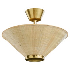 Swedish Designer, Pendant Light, Brass, Washi Paper, Sweden, 1950s