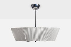 Swedish Designer, Pendant Light, Chrome, Fabric, Sweden, 1930s