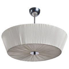 Swedish Designer, Pendant Light, Chrome, Fabric, Sweden, 1930s