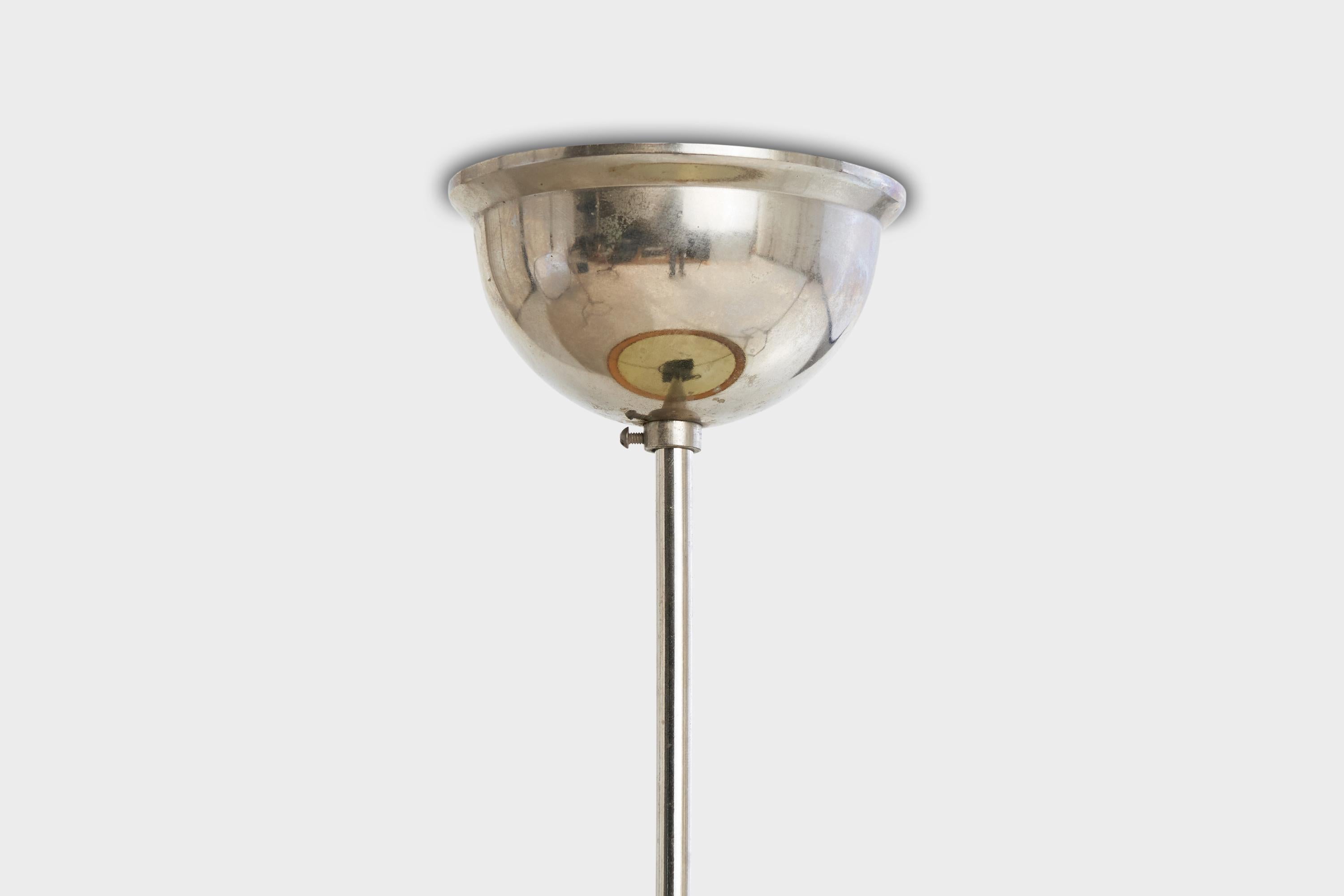Designer svedese, lampada a sospensione, cromo, vetro, pergamena, Svezia, anni '30 in vendita 3