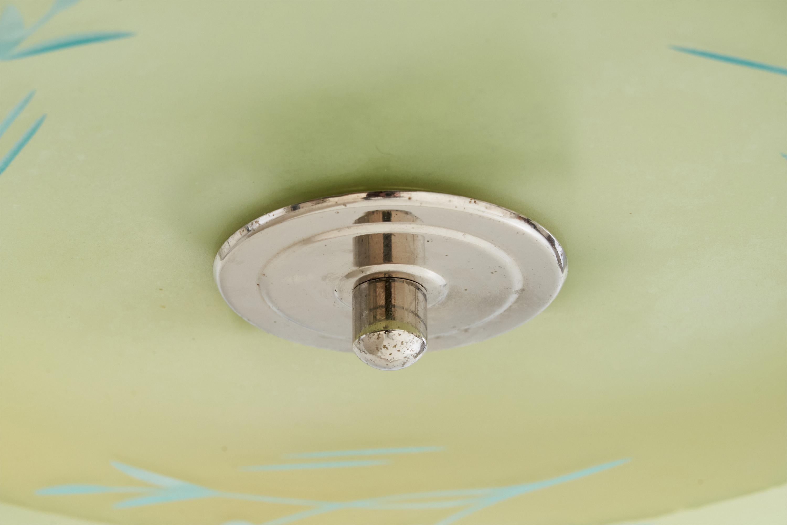 Designer svedese, lampada a sospensione, cromo, vetro, pergamena, Svezia, anni '30 in vendita 2