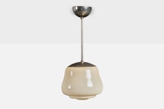 Swedish Designer, Pendant Light, Chrome, Glass, Sweden, 1930s